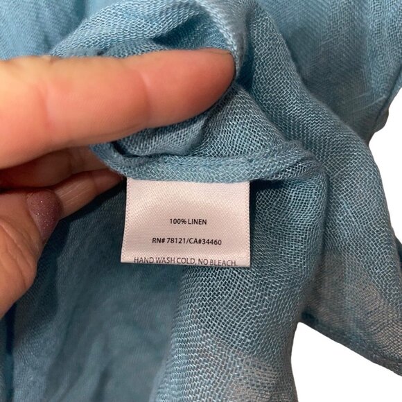 Eileen Fisher Womens Blouse Top Size XS Blue Scoop Neck Casual Pure Linen - Picture 8 of 9